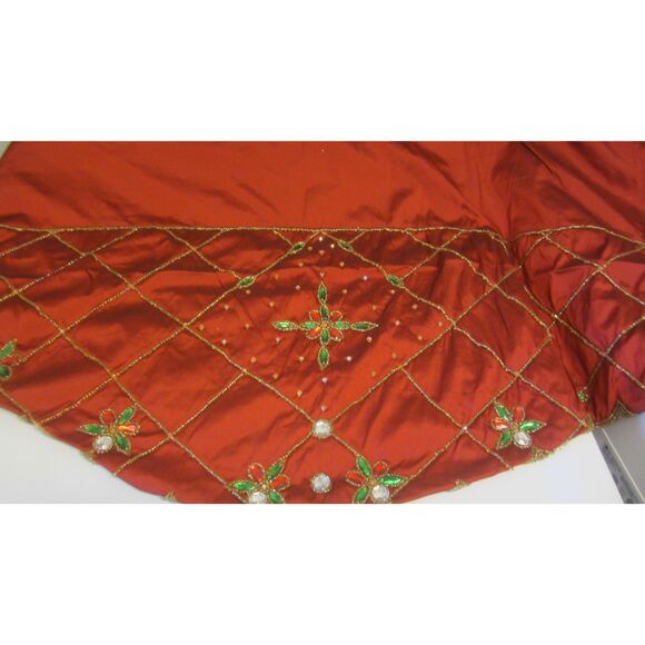 NEW FIREPLACE MANTLE RUNNER BURGUNDY BEAUTIFULLY BEADED BY KIM SIBERT - Picture 2 of 7